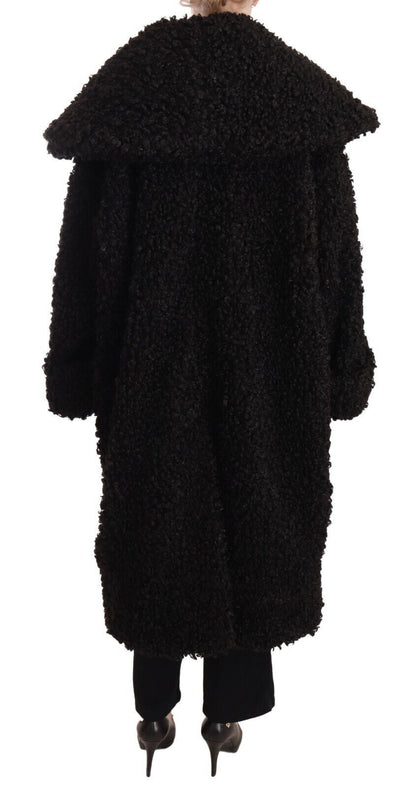 Dolce &amp; Gabbana – Trenchcoatjacke aus schwarzem Polyesterpelz