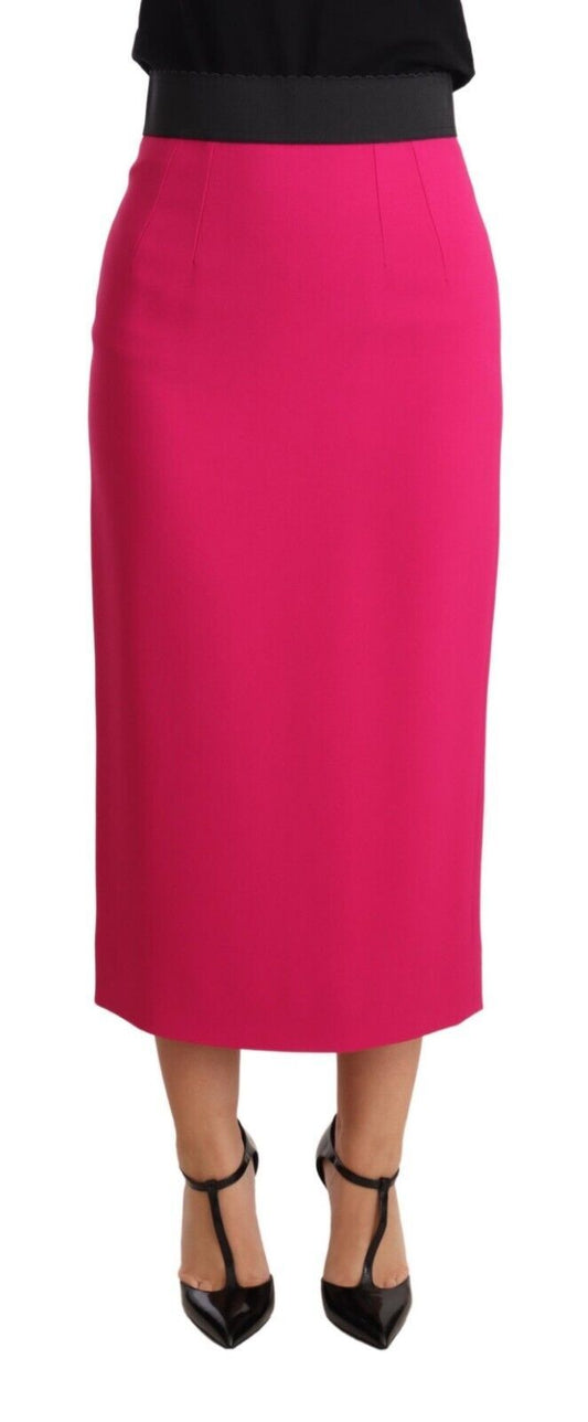 Dolce &amp; Gabbana, Rosa, gerader Bleistiftrock mit hoher Taille und Stretch