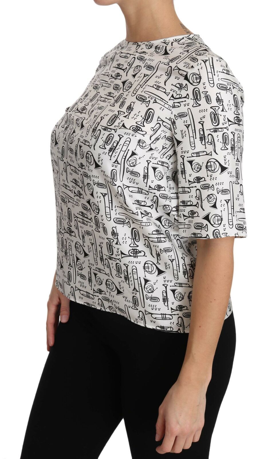 Dolce &amp; Gabbana – Weiße Bluse mit Musikinstrumenten-Print