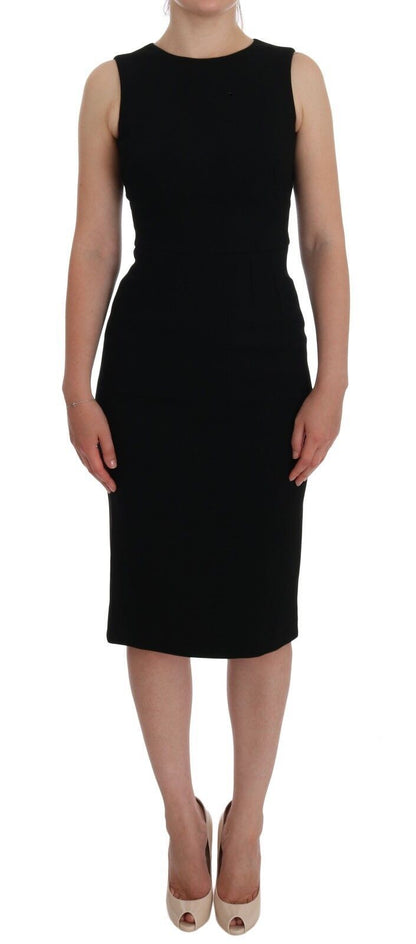 Dolce &amp; Gabbana – Schwarzes Etuikleid mit Stretch-Kristallen