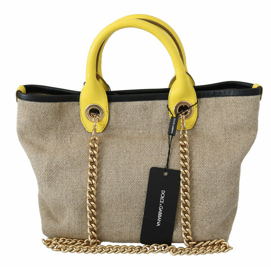 Dolce &amp; Gabbana Beige Gold Kettenriemen Schultertasche Handtasche