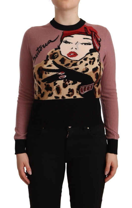 Dolce &amp; Gabbana – Sartoria-Pullover aus rosa Kaschmir mit Rundhalsausschnitt