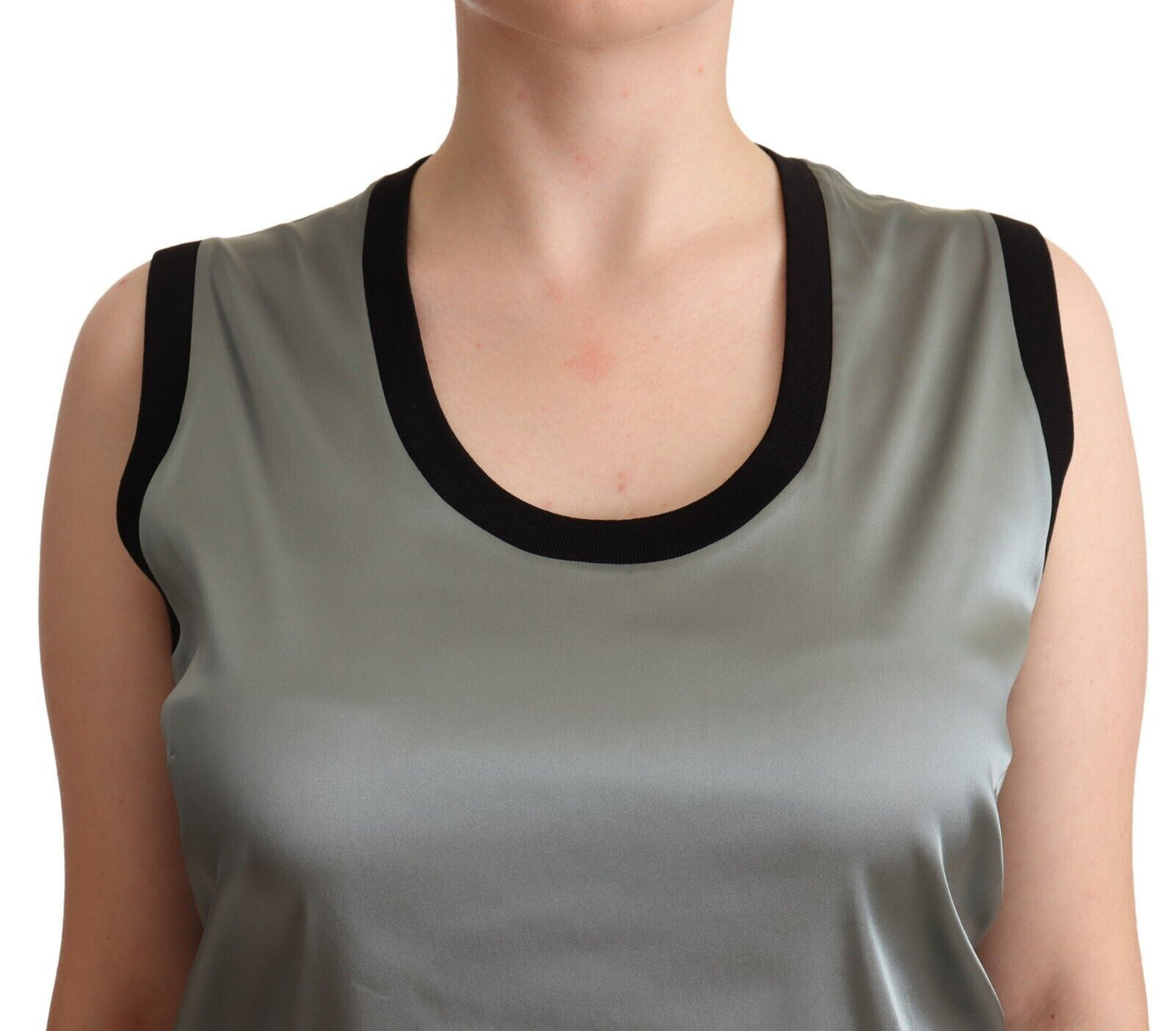 Dolce &amp; Gabbana Silbernes, ärmelloses, lässiges Tanktop mit Rundhalsausschnitt