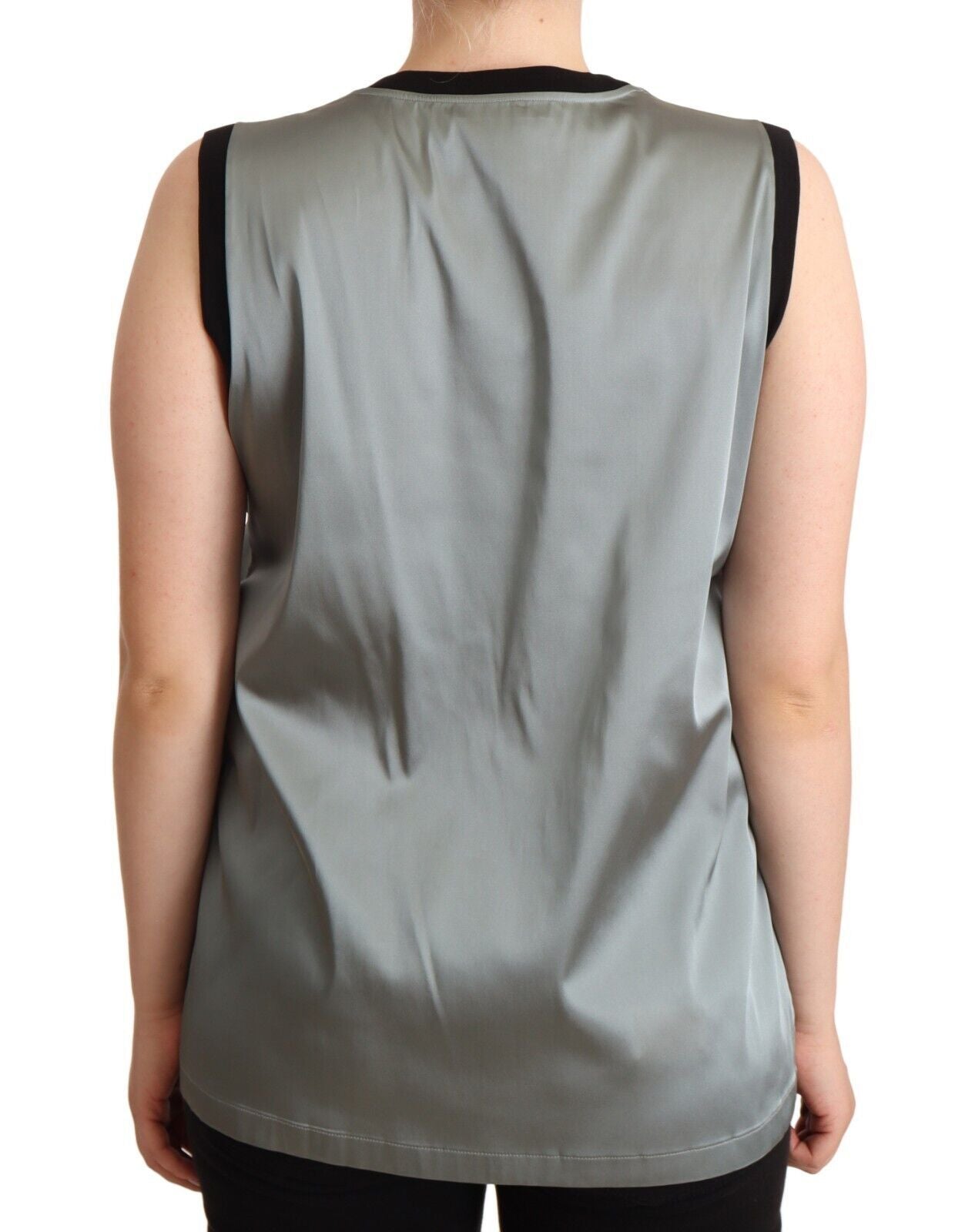 Dolce &amp; Gabbana Silbernes, ärmelloses, lässiges Tanktop mit Rundhalsausschnitt