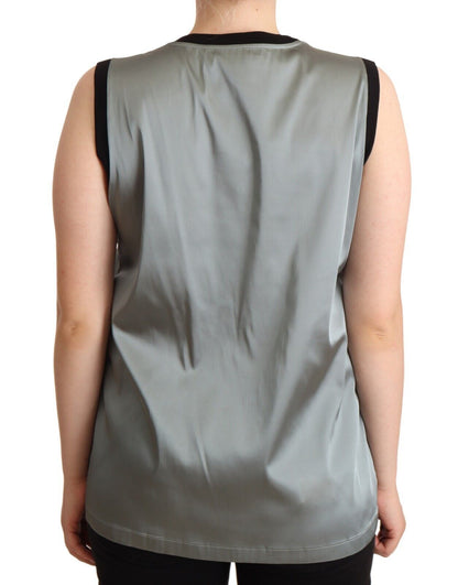 Dolce &amp; Gabbana Silbernes, ärmelloses, lässiges Tanktop mit Rundhalsausschnitt