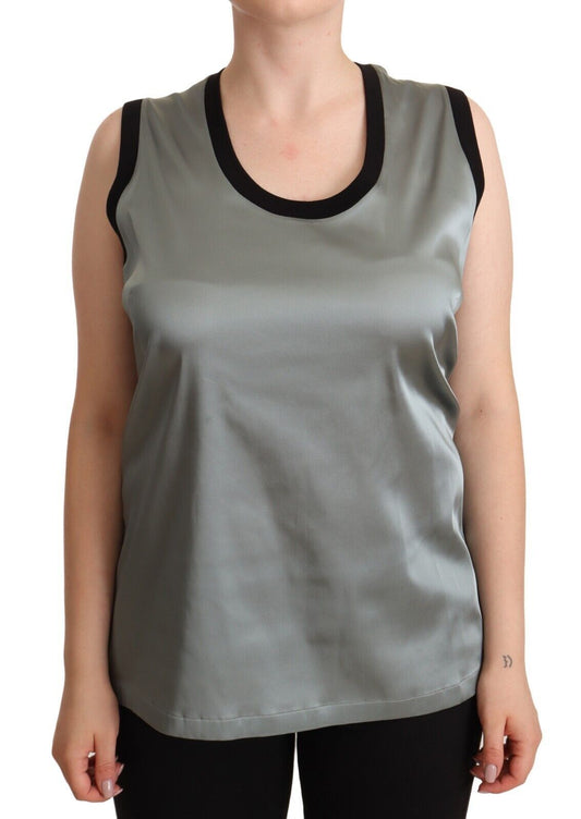 Dolce &amp; Gabbana Silbernes, ärmelloses, lässiges Tanktop mit Rundhalsausschnitt
