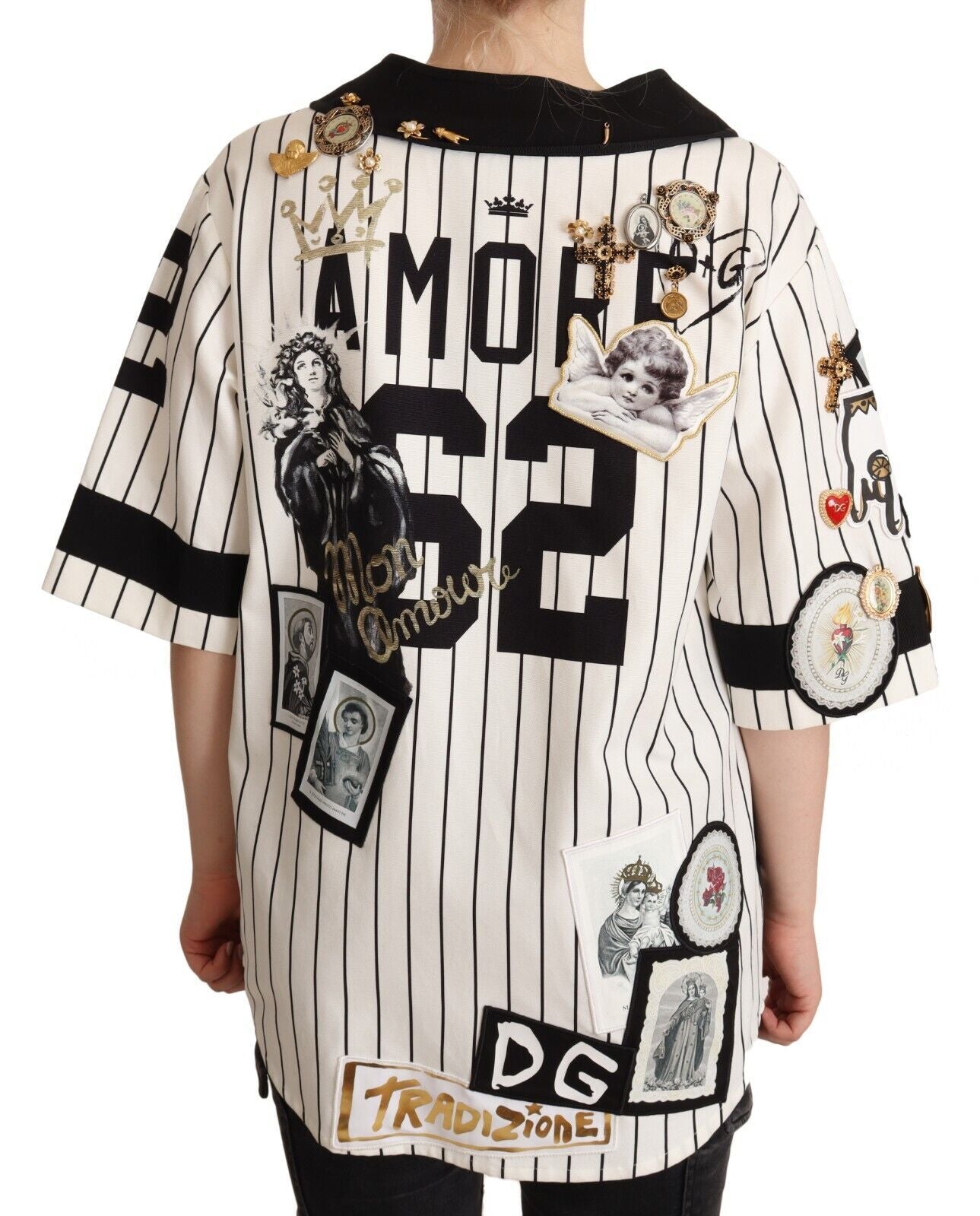 Dolce &amp; Gabbana – Weißes Amore-Hemd aus Baumwolle mit Kristallanhängern