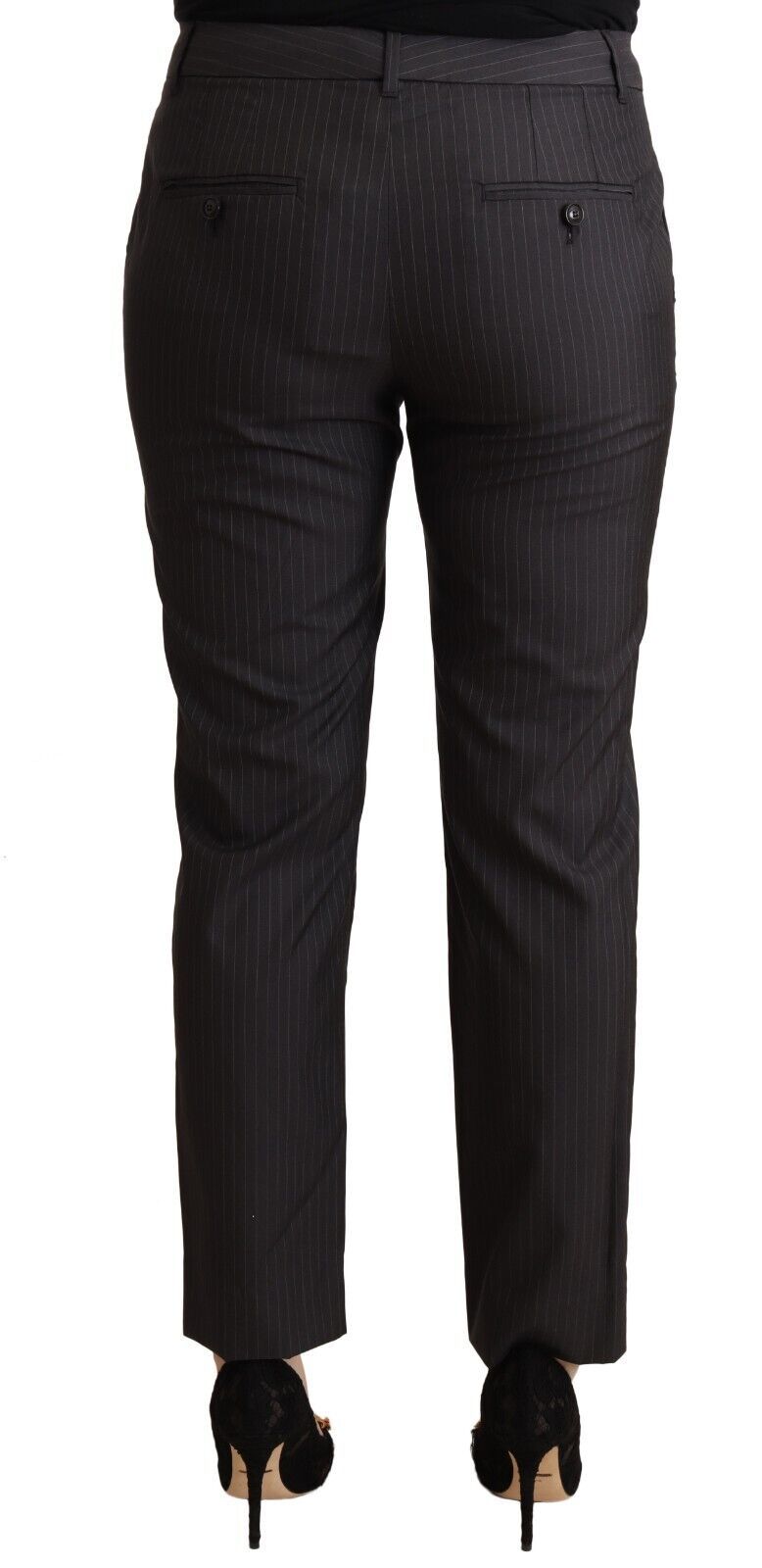 Dolce &amp; Gabbana – Schwarze, gestreifte, schmal zulaufende Wollhose