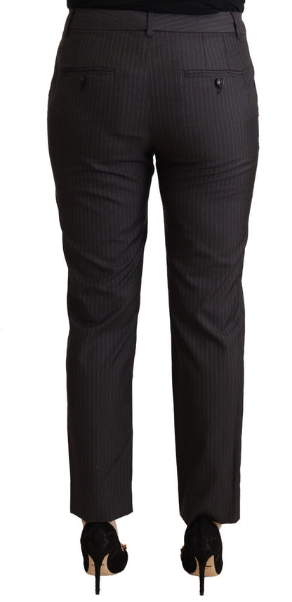 Dolce &amp; Gabbana – Schwarze, gestreifte, schmal zulaufende Wollhose