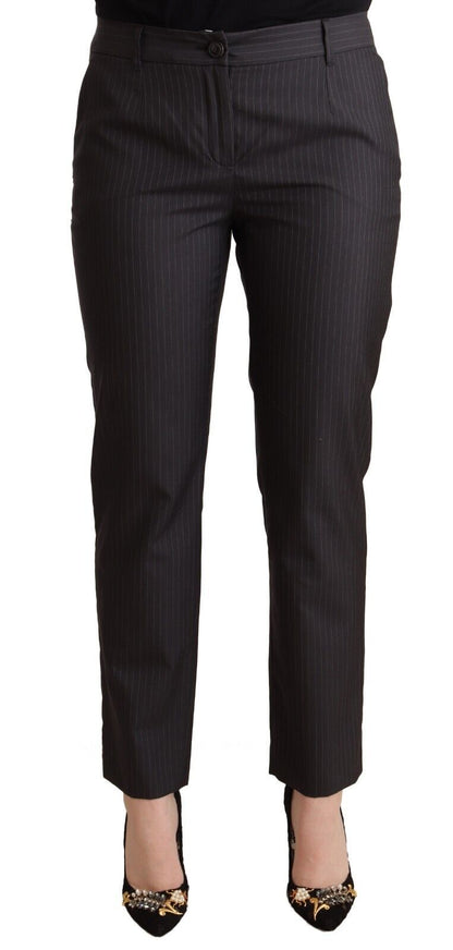 Dolce &amp; Gabbana – Schwarze, gestreifte, schmal zulaufende Wollhose