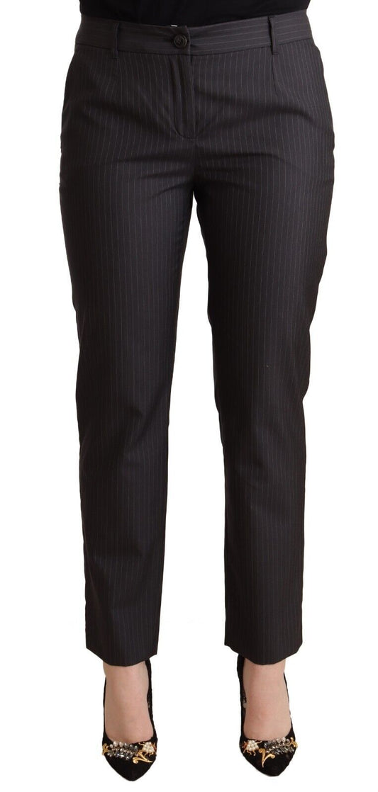 Dolce &amp; Gabbana – Schwarze, gestreifte, schmal zulaufende Wollhose
