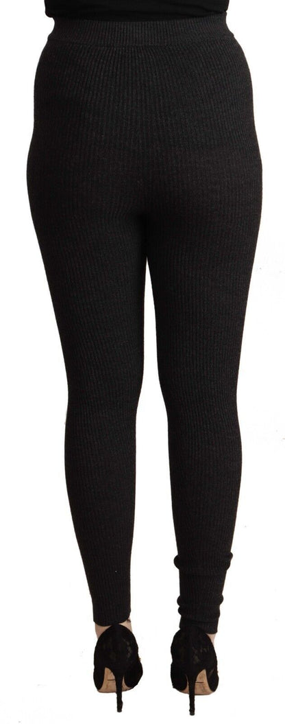 Dolce &amp; Gabbana – Schwarze Strumpfhose aus Schurwolle mit Stretchbund