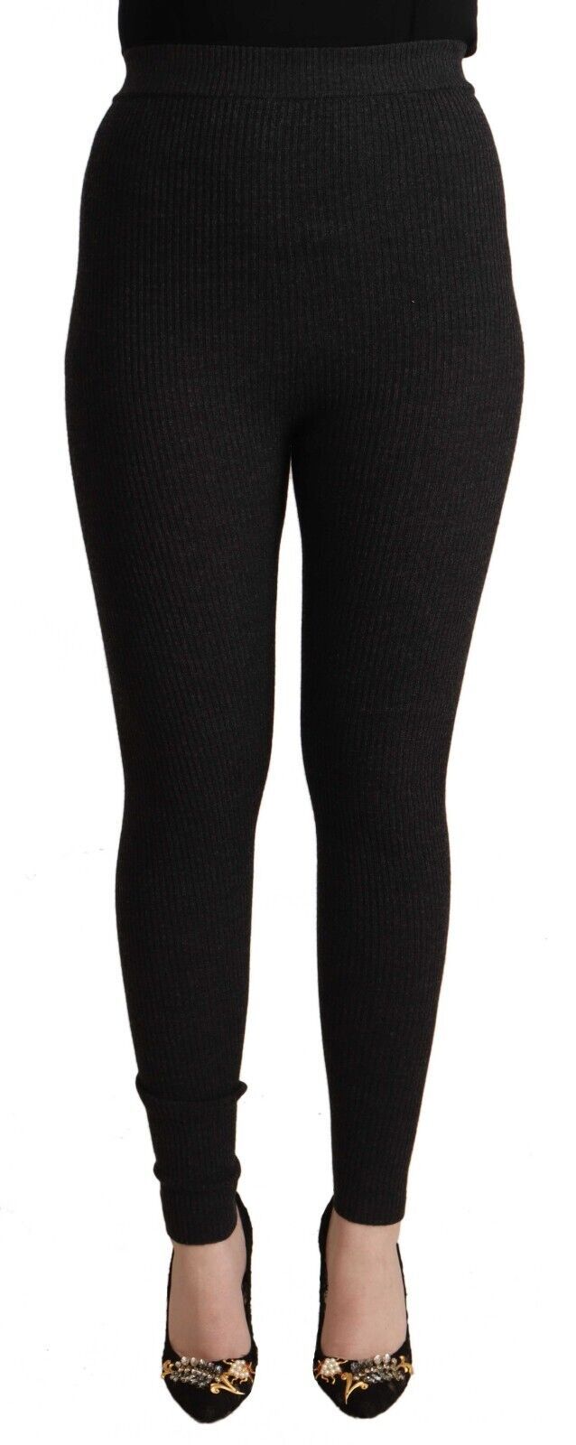 Dolce &amp; Gabbana – Schwarze Strumpfhose aus Schurwolle mit Stretchbund