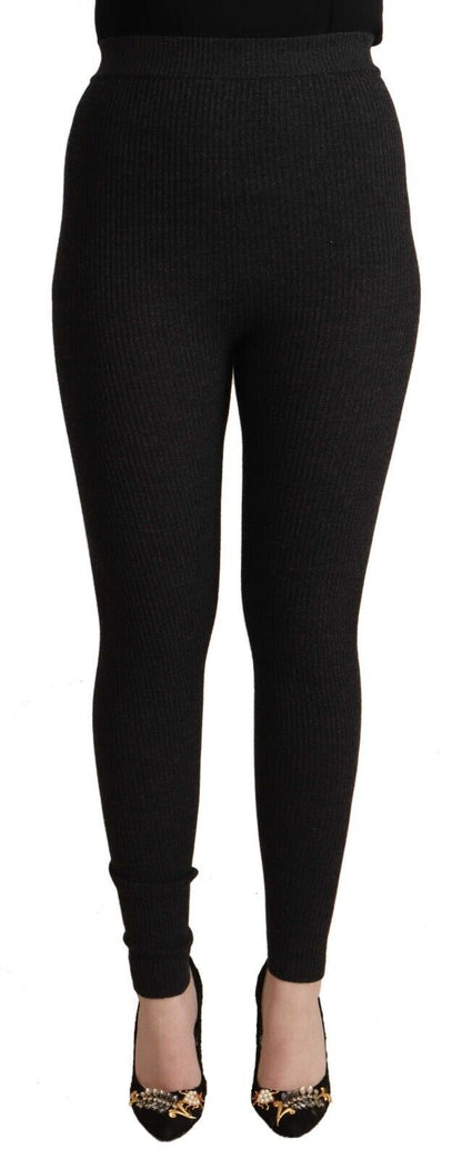 Dolce &amp; Gabbana – Schwarze Strumpfhose aus Schurwolle mit Stretchbund