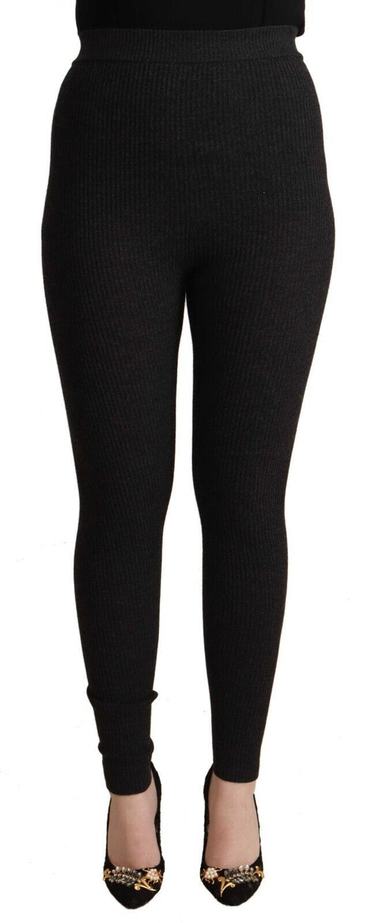 Dolce &amp; Gabbana – Schwarze Strumpfhose aus Schurwolle mit Stretchbund