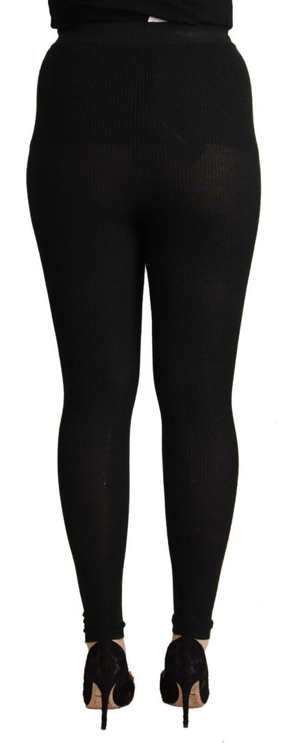 Dolce &amp; Gabbana – Schwarze Strumpfhose aus Kaschmir mit Stretchbund