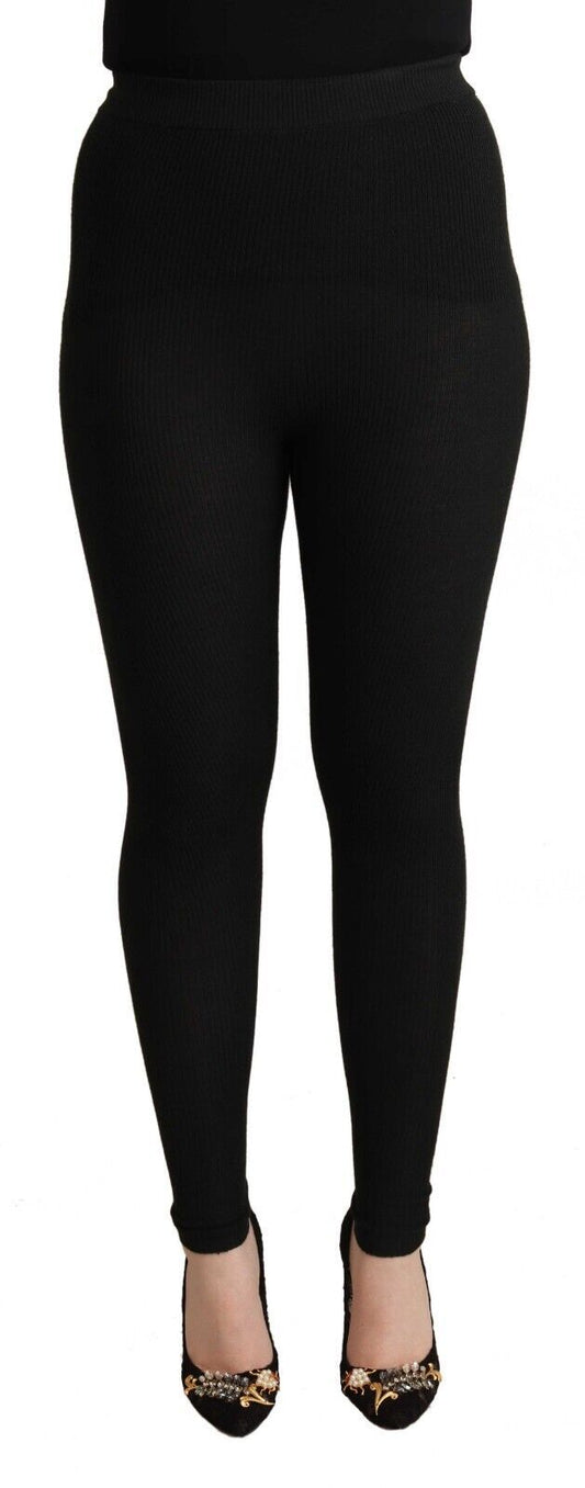 Dolce &amp; Gabbana – Schwarze Strumpfhose aus Kaschmir mit Stretchbund