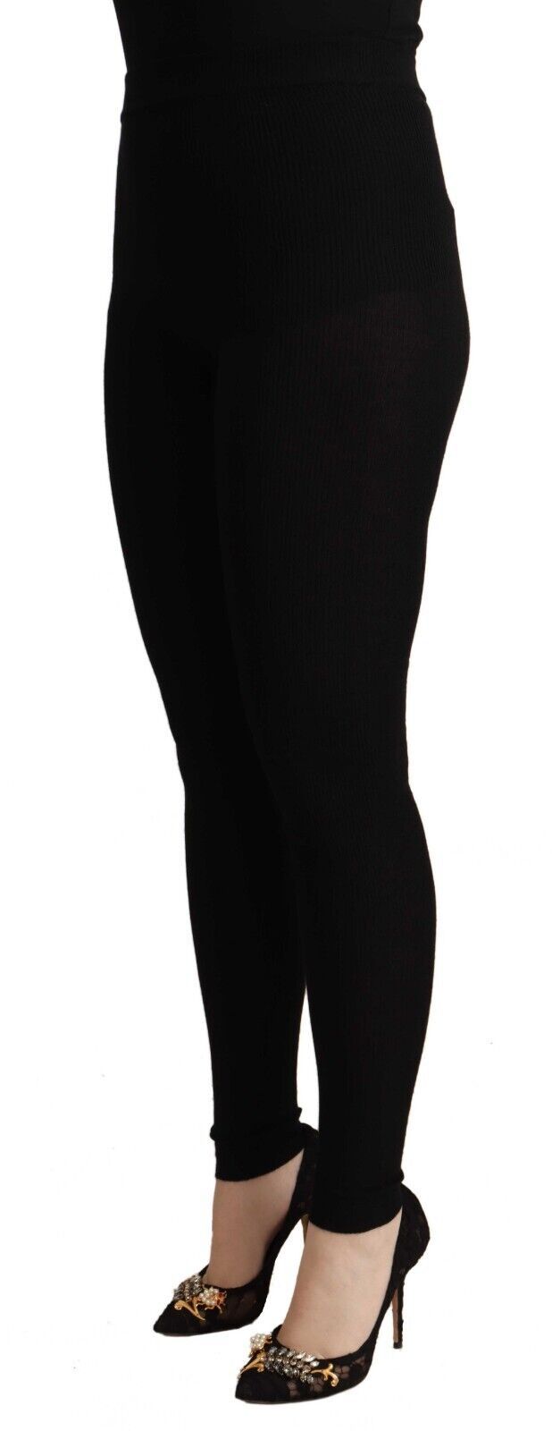 Dolce &amp; Gabbana – Schwarze Strumpfhose aus Kaschmir mit Stretchbund
