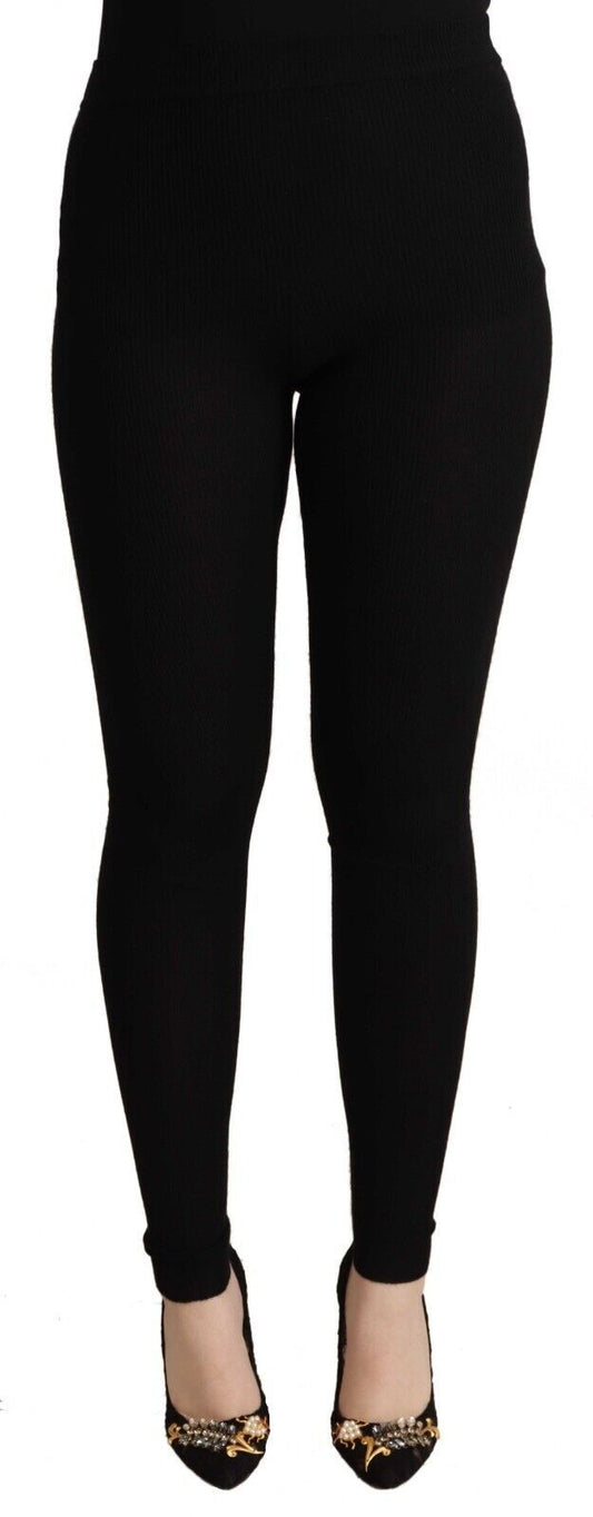Dolce &amp; Gabbana – Schwarze Strumpfhose aus Kaschmir mit Stretchbund