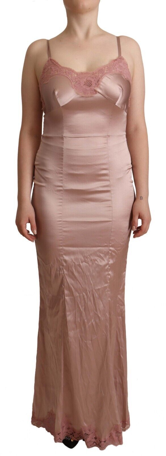 Dolce &amp; Gabbana, langes, figurbetontes Maxikleid aus Polyester in Rosa