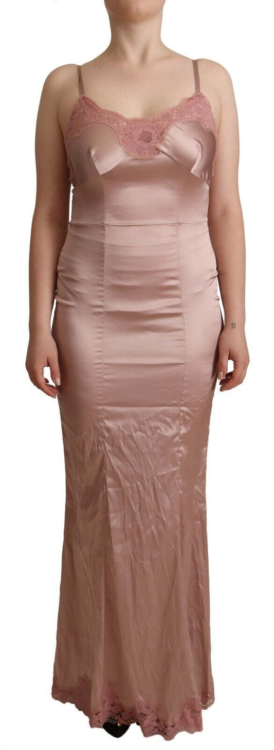 Dolce &amp; Gabbana, langes, figurbetontes Maxikleid aus Polyester in Rosa
