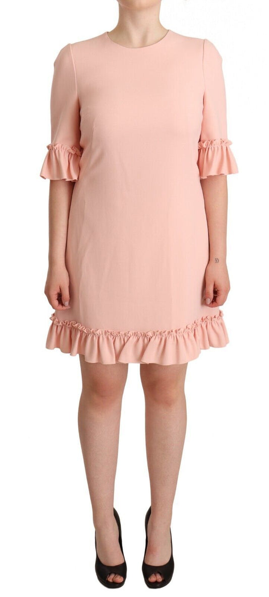 Dolce &amp; Gabbana – Etuikleid aus Viskose mit Rüschenärmeln in Rosa