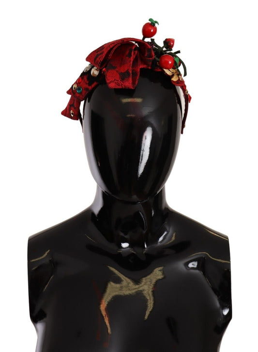 Dolce &amp; Gabbana Rote Tiara Beerenfrucht Kristallschleife Haardiadem Stirnband