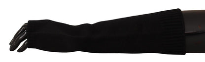 Dolce &amp; Gabbana – Schwarze, fingerlose Strickhandschuhe in Ellenbogenlänge