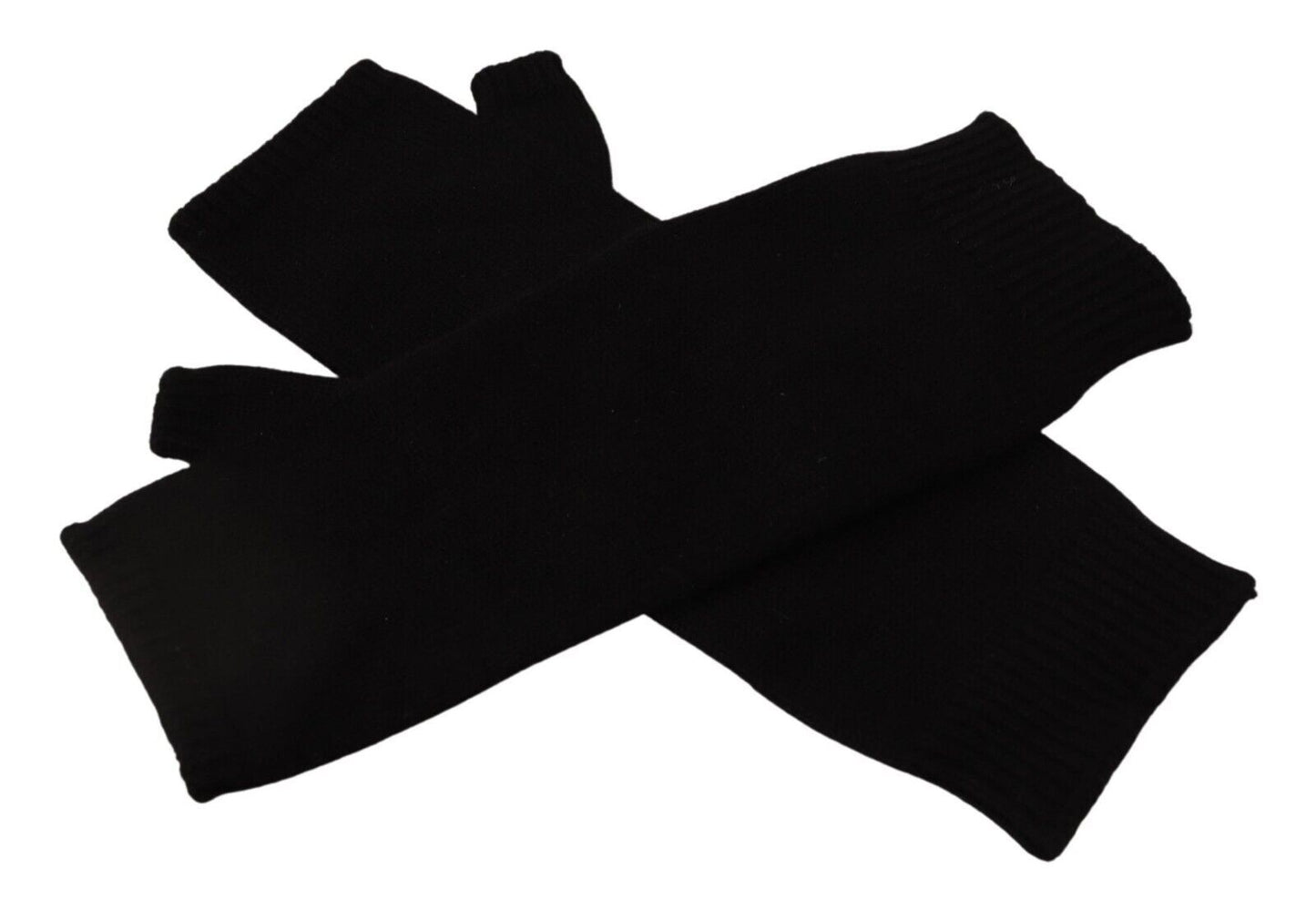 Dolce &amp; Gabbana – Schwarze, fingerlose Strickhandschuhe in Ellenbogenlänge