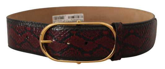 Dolce &amp; Gabbana – Roter Gürtel aus exotischem Leder mit ovaler Schnalle und Gold