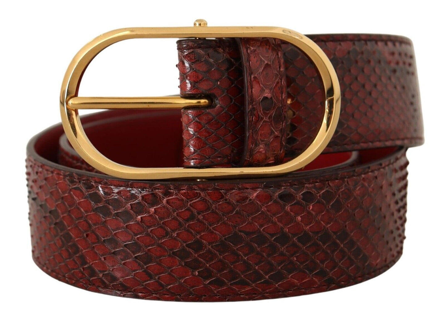 Dolce &amp; Gabbana – Roter Gürtel aus exotischem Leder mit ovaler Schnalle und Gold