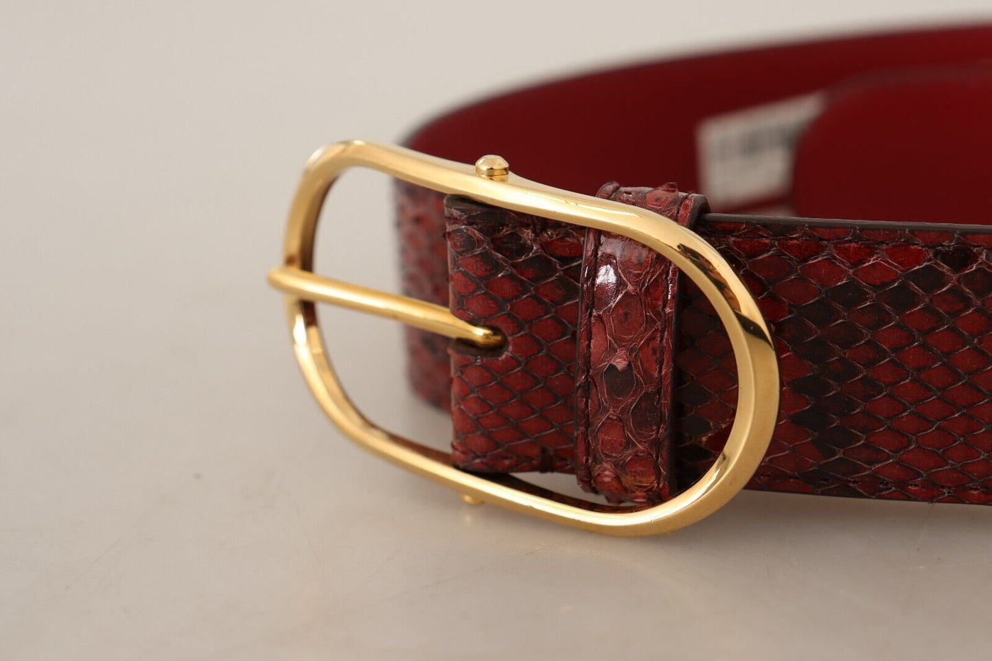 Dolce &amp; Gabbana – Roter Gürtel aus exotischem Leder mit ovaler Schnalle und Gold