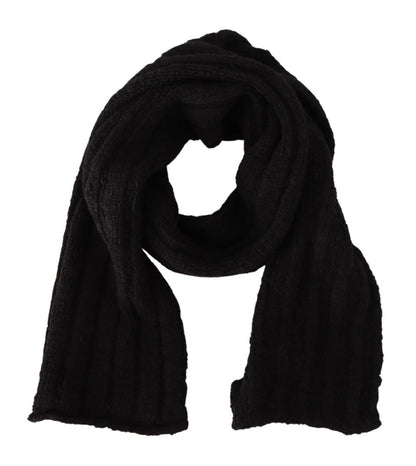 Dolce &amp; Gabbana – Schwarzer, gestrickter Unisex-Schal aus Schurwolle