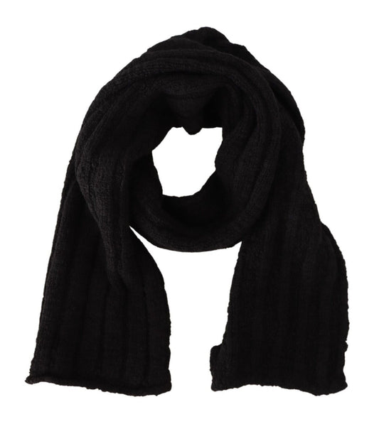 Dolce &amp; Gabbana – Schwarzer, gestrickter Unisex-Schal aus Schurwolle