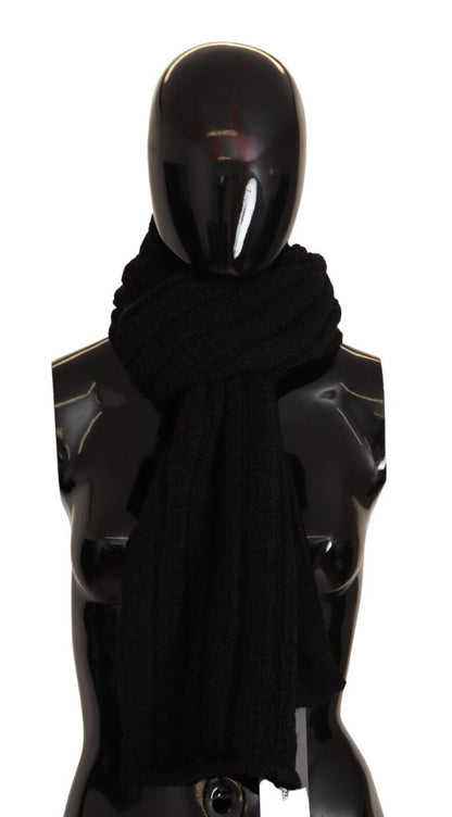 Dolce &amp; Gabbana – Schwarzer, gestrickter Unisex-Schal aus Schurwolle