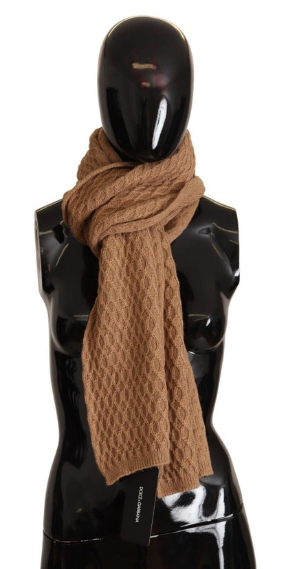 Dolce &amp; Gabbana Dunkelbrauner Wickelschal Gestrickter Kamelschal