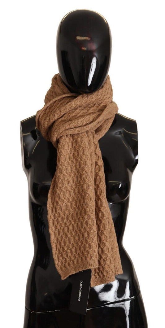 Dolce &amp; Gabbana Dunkelbrauner Wickelschal Gestrickter Kamelschal