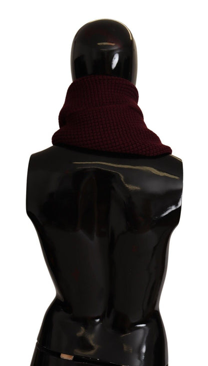 Dolce &amp; Gabbana – Dunkelroter Kaschmir-Strickschal mit Logo