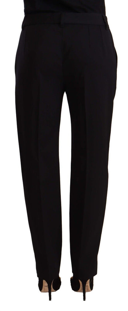 Dolce &amp; Gabbana – Schwarze, enge Wollhose mit mittlerer Taille