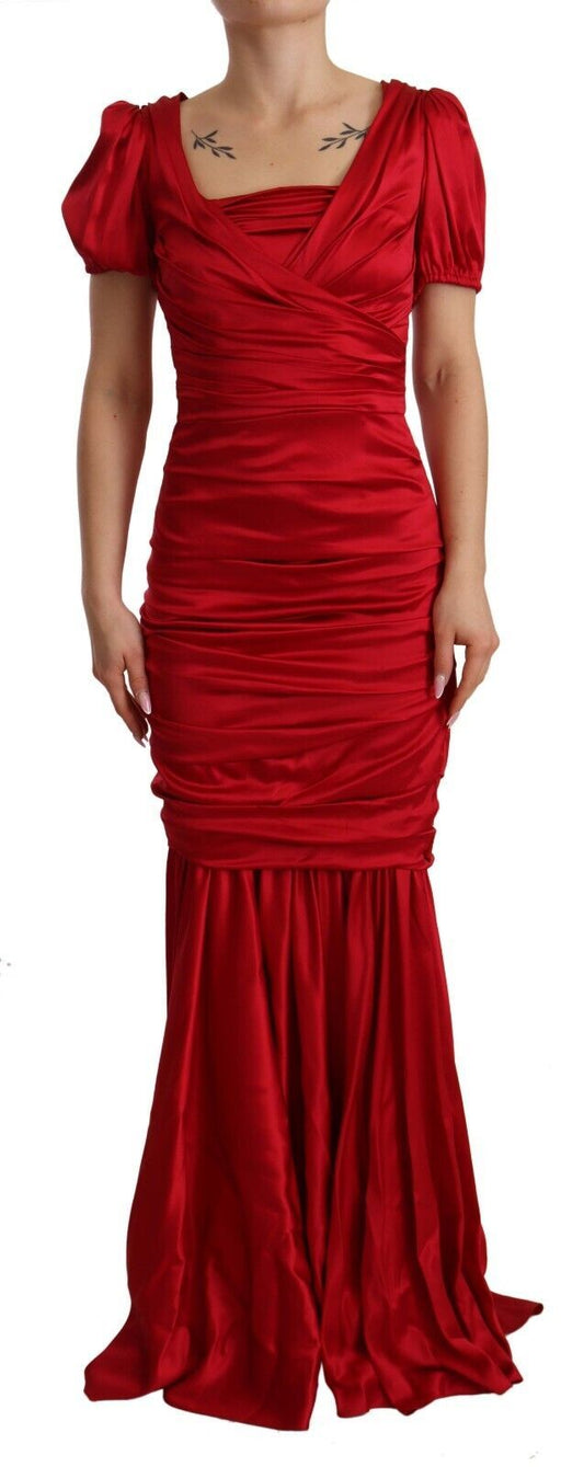 Dolce &amp; Gabbana – Rotes, elastisches Etuikleid im Meerjungfrauenstil aus Seide
