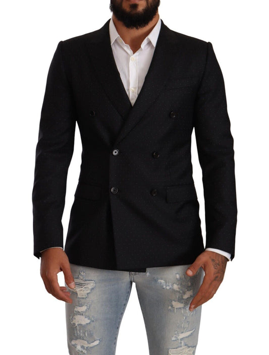 Dolce &amp; Gabbana – Schwarz gepunktete, zweireihige MARTINI-Jacke