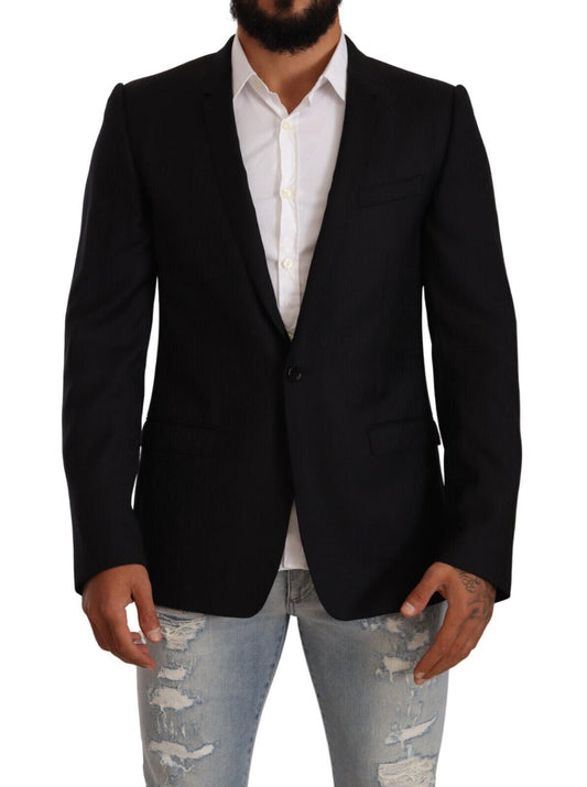 Dolce &amp; Gabbana – Einreihiger Anzug aus schwarzer Wolle mit goldener Jacke