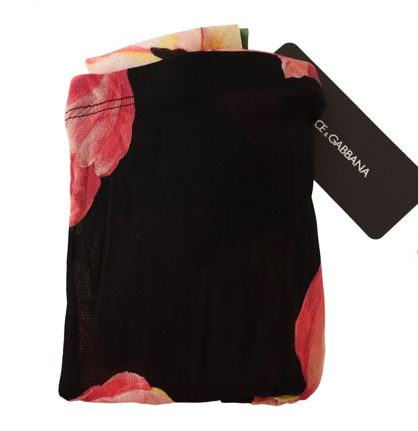 Dolce &amp; Gabbana – Schwarze Nylonstrumpfhose mit Blumenmuster