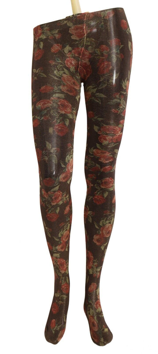 Dolce &amp; Gabbana – Schwarze Nylonstrumpfhose mit Blumenmuster