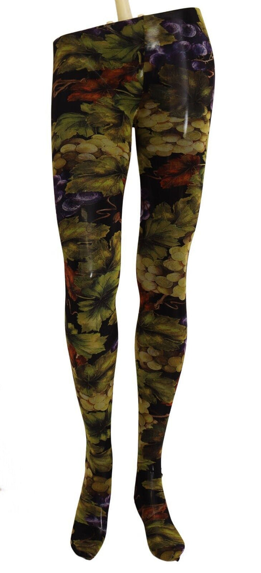 Dolce &amp; Gabbana – Strumpfhose mit schwarzem Trauben-Print