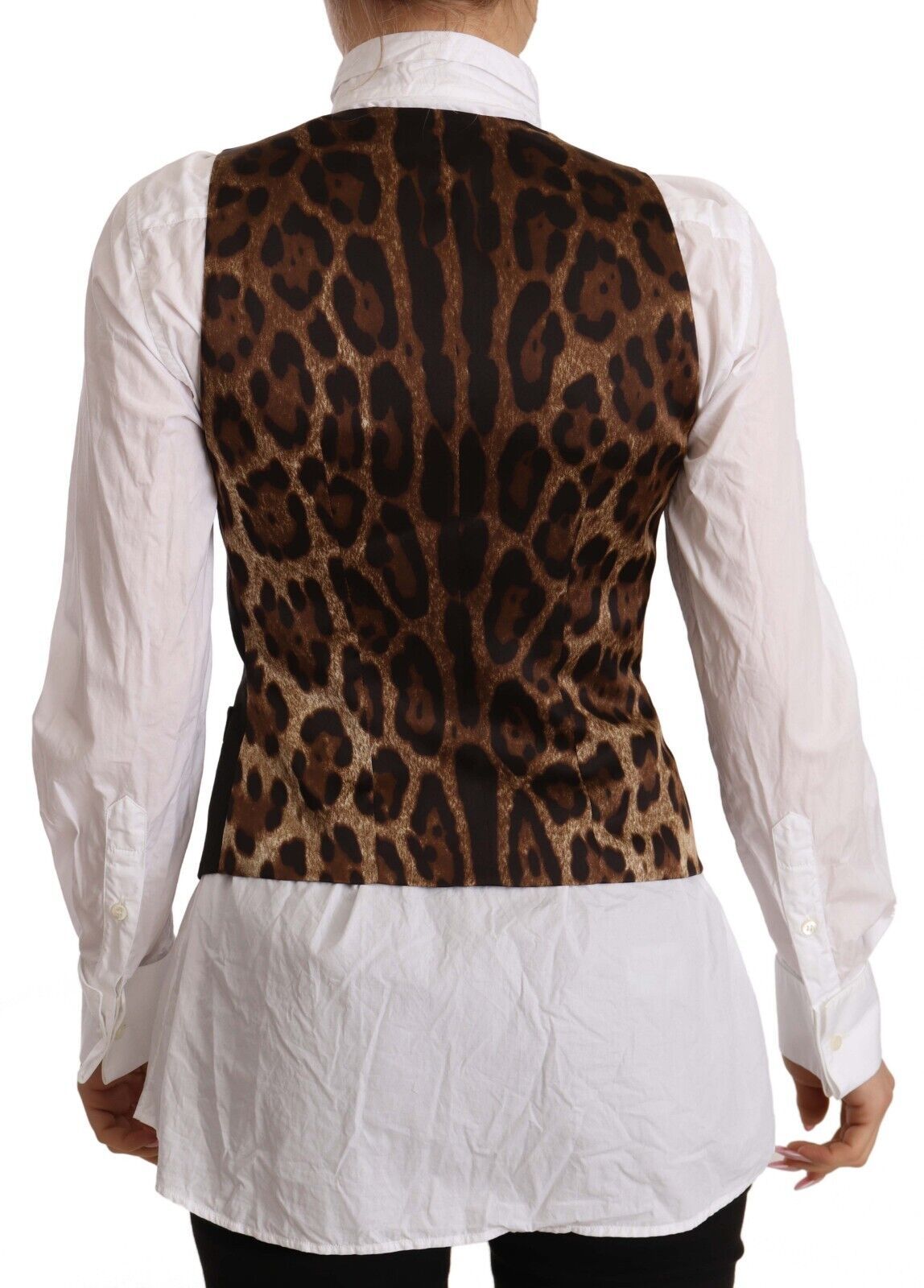 Dolce &amp; Gabbana Schwarzes, ärmelloses Weste-Top aus Polyester mit Knopfleiste
