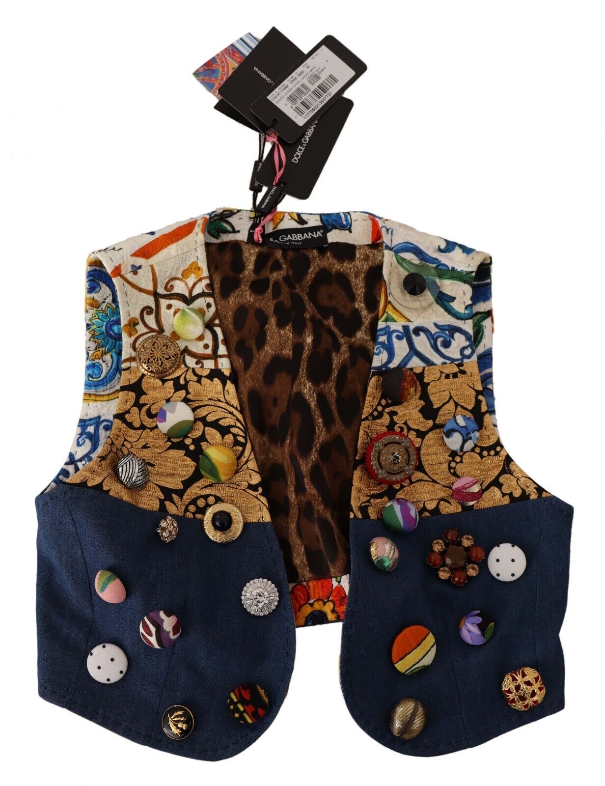 Dolce &amp; Gabbana – Mehrfarbig verziertes Taillenmantel-Baumwolloberteil