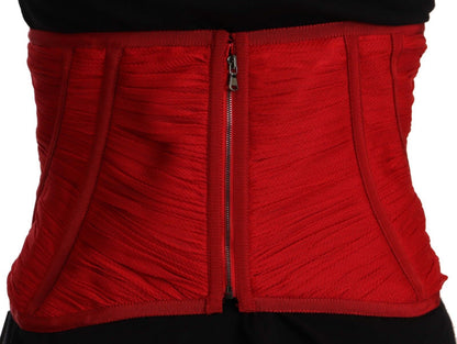 Dolce &amp; Gabbana – Seidentop mit Korsettgürtel und Stretch-Taillenriemen in Rot