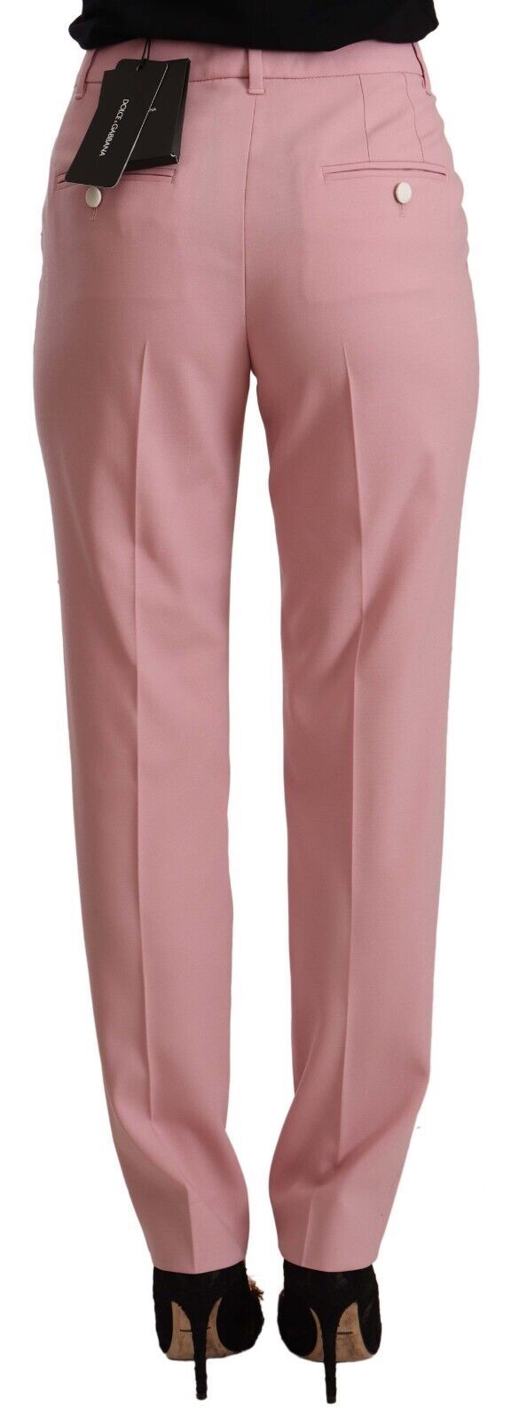Dolce &amp; Gabbana – Hose aus Wollstretch mit hoher Taille in Rosa