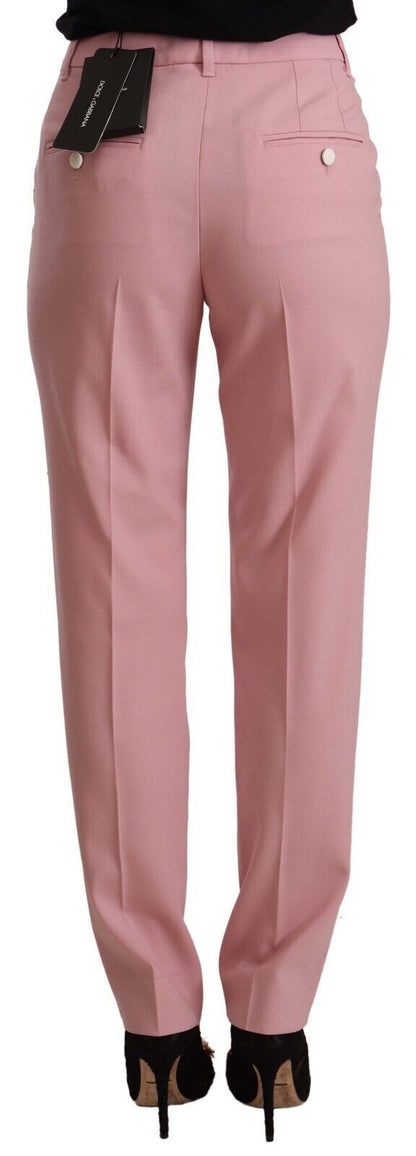 Dolce &amp; Gabbana – Hose aus Wollstretch mit hoher Taille in Rosa